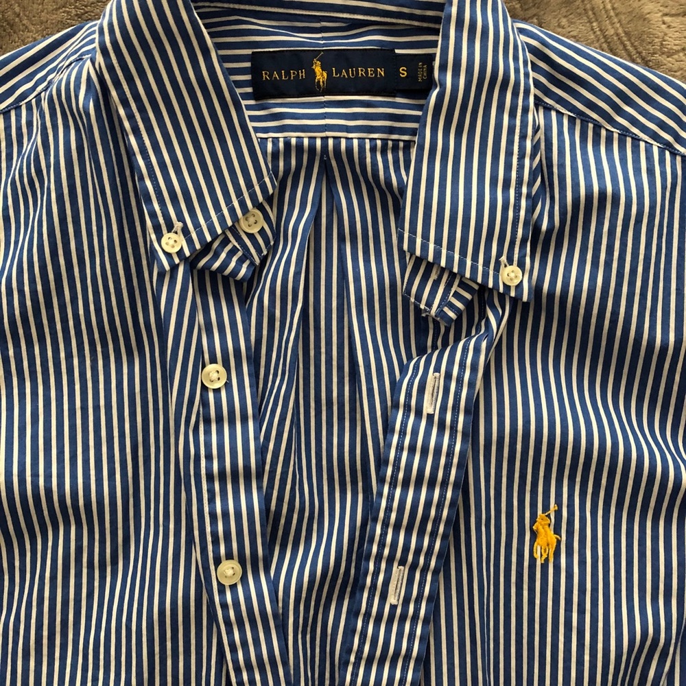 Blue and white stripes dress shirt